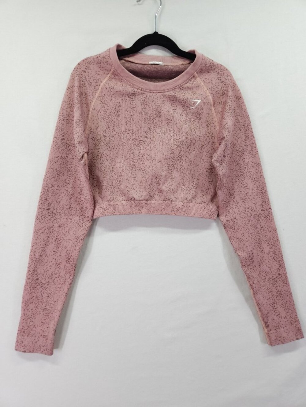 Gymshark Women Size Small Adapt Seamless Crop Long Sleeve Top Dusty Pink Marled